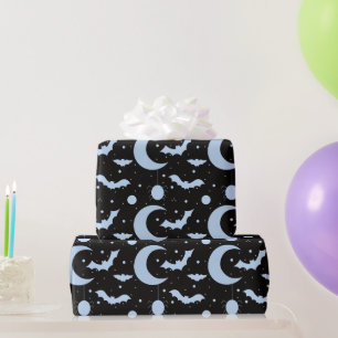 Papier Cadeau Croissants de Lune, Araignées et Chauves-Souris Ha