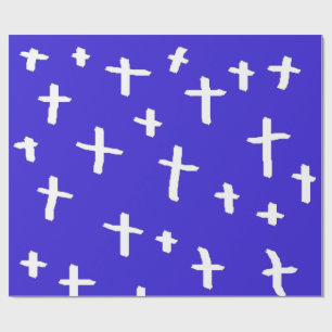 Papier Cadeau croix bleue blanche