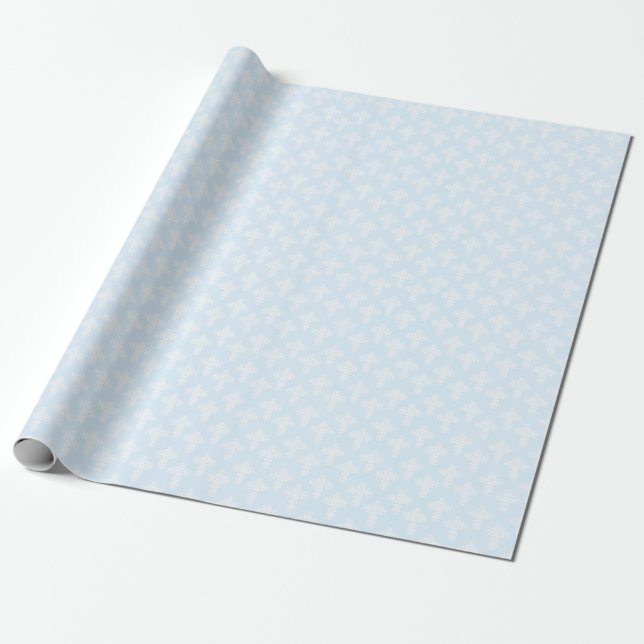 Papier Cadeau Croix chrétienne blanche sur le masque de Damas bl (Déroulé)
