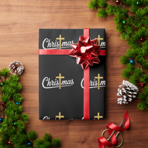 Papier Cadeau Croix de Noël Famille correspondant Jésus Idée cad