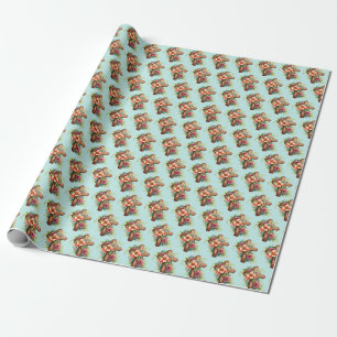 Papier Cadeau Croix en bois Fleurs religieuses chrétiennes Pâque
