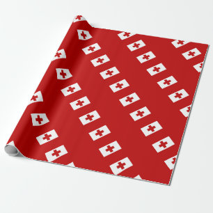 Papier Cadeau Croix-Rouge de drapeau d'île du Tonga