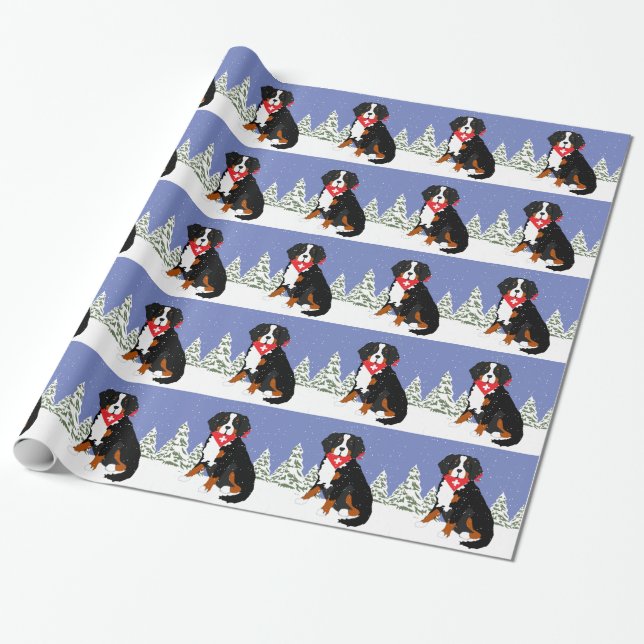 Papier Cadeau Croix suisse bernoise Mountain Dog (Déroulé)
