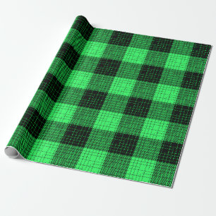 Papier Cadeau Croix verte noire en hachures à carreaux de bison