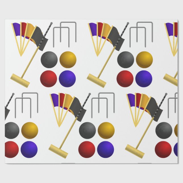 Papier Cadeau Croquet Equipment Set Mallet Balls Hoops (Plat)