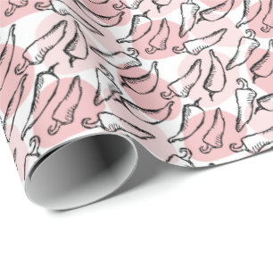 Papier Cadeau Croquis brut Chili Poivrons en rose