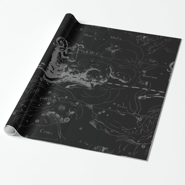 Papier Cadeau Cru de Hevelius de constellation de Bélier sur le (Déroulé)