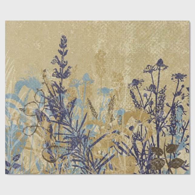 Papier Cadeau cru floral pourpre (Plat)