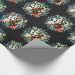 Papier Cadeau Cru victorien de bonhomme de neige de Noël chic