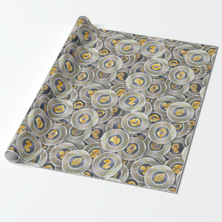 Papier Cadeau Cryptomonnaie moderne Gris Or pièce Motif