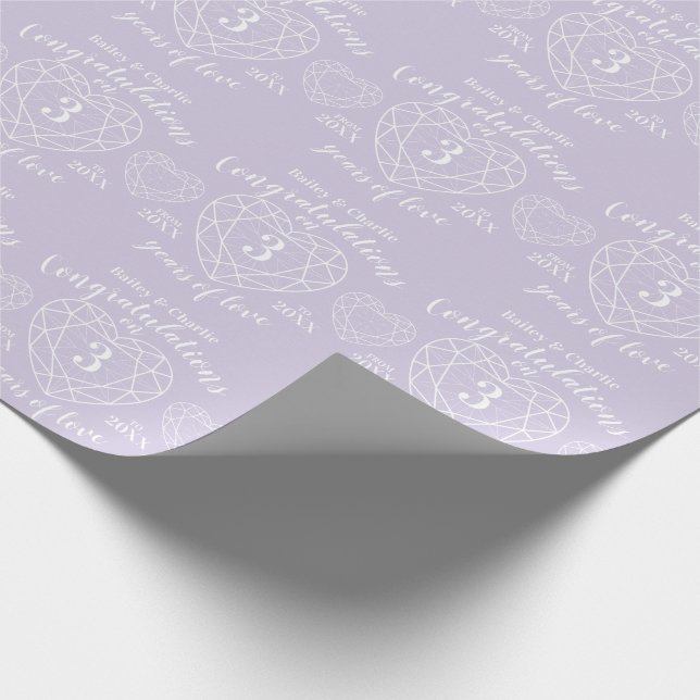 Papier Cadeau Crystal mariage anniversaire 3 ans d'amour (Coin)