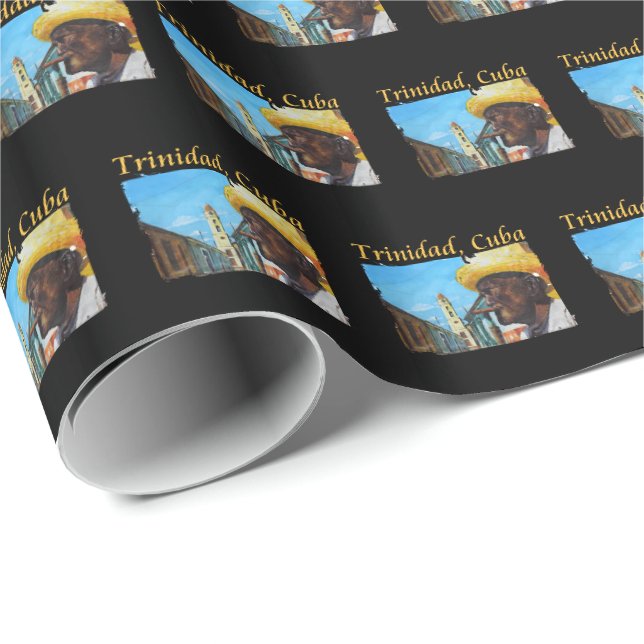 Papier Cadeau Cuba - Trinidad Cubain Cigar Art (Coin rond)