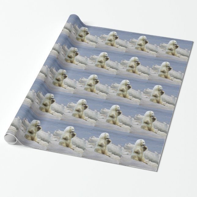 Papier Cadeau Cube d'ours polaire et glace arctique (Déroulé)