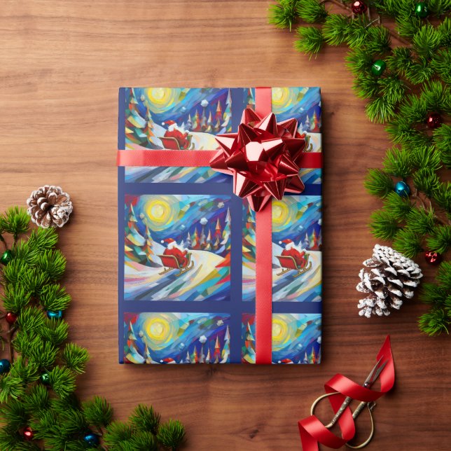 Papier Cadeau Cubism Santa Christmas Holiday  (Cadeau de vacances)