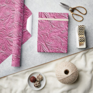 Papier Cadeau Cuir rose Faux