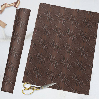 Papier Cadeau Cuir sculpté look Brown Motif sans couture
