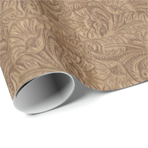 Papier Cadeau Cuir usiné occidental de brun en cuir d'impression