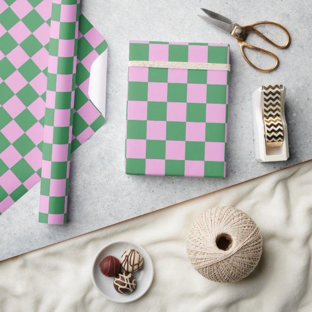 Papier Cadeau Cuisine amusante tableau moderne Pink Green Géomét (Artisanat)