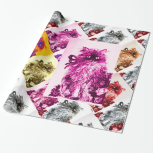 Papier Cadeau CUISINE AVEC ROSES ROUGES, Rose, Fuchsia