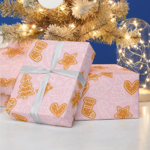 Papier Cadeau Cuisine Brown et blanche Noël rose