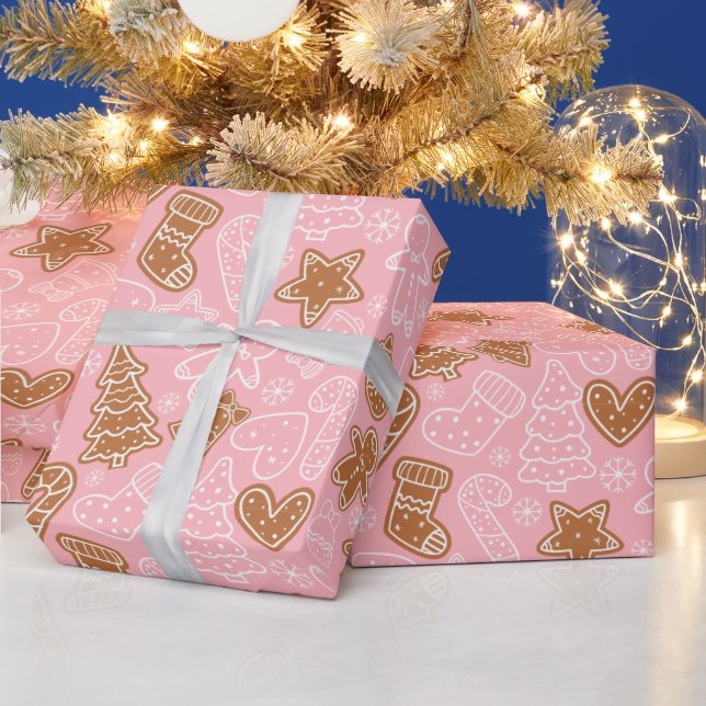 Papier Cadeau Cuisine Brown et blanche Noël rose (Vacances)
