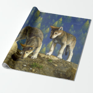 Papier Cadeau Cuisine Curieux Pups De Loup Gris
