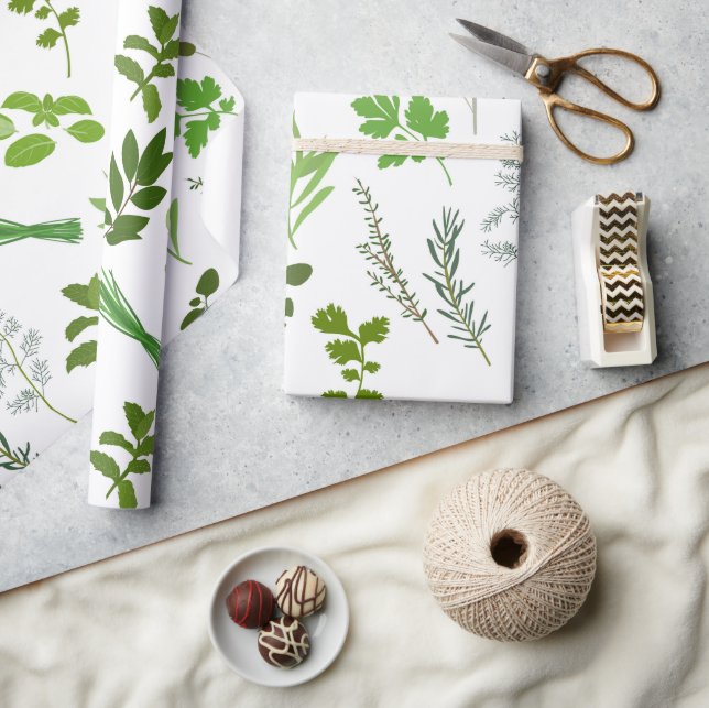 Papier Cadeau Cuisine verte Herbes de jardin culinaires (Artisanat)