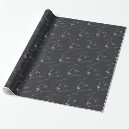 Papier Cadeau Cuivre et bleu foncé C'est la saison et Holly