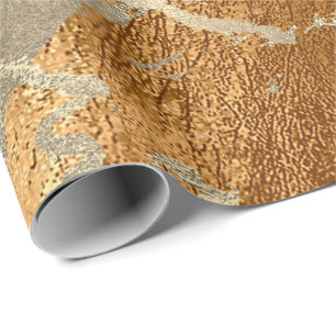 Papier Cadeau Cuivre Miel Foxier Or Marbre brillant Métal VIP