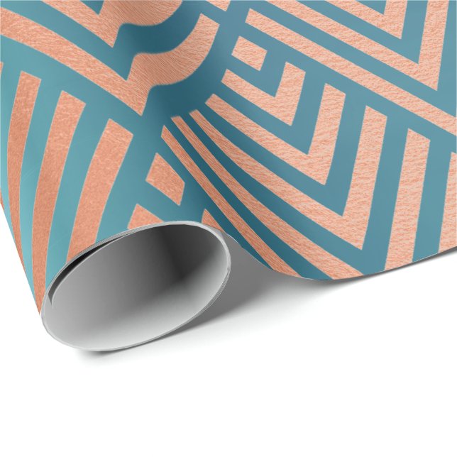 Papier Cadeau Cuivre rose Gold Blush Tiffany Metallo Art Déco (Coin rond)