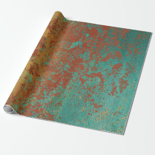Papier Cadeau Cuivre Turquoise Bleu Orange Texture Brown