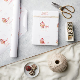 Papier Cadeau Cupcake 1er Anniversaire Invitation Soins sucrés f