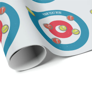 Papier Cadeau curling Maison et pierres de curling vue du haut