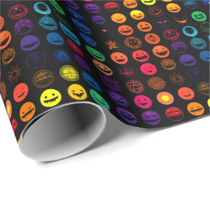Papier Cadeau Cursed Emoji Chaos - Visages d'Horreur Néon