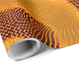 Papier Cadeau Curva laranja e pontos dourados sobre fundo