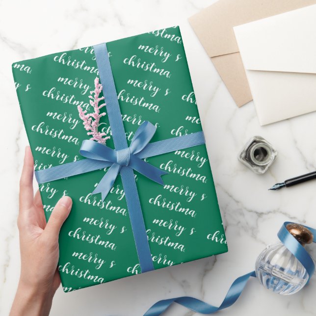 Papier Cadeau Custom Elegant Pine Tree Green Merry Christmas (Cadeaux)