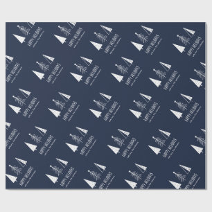 Papier Cadeau Custom Happy Holidays Marine Festive Spruce