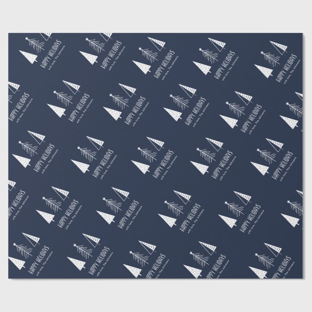 Papier Cadeau Custom Happy Holidays Marine Festive Spruce (Plat)