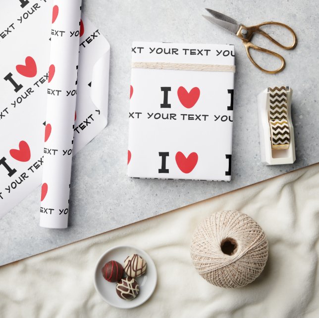 Papier Cadeau Custom I LOVE - I HEART template personalized (Artisanat)