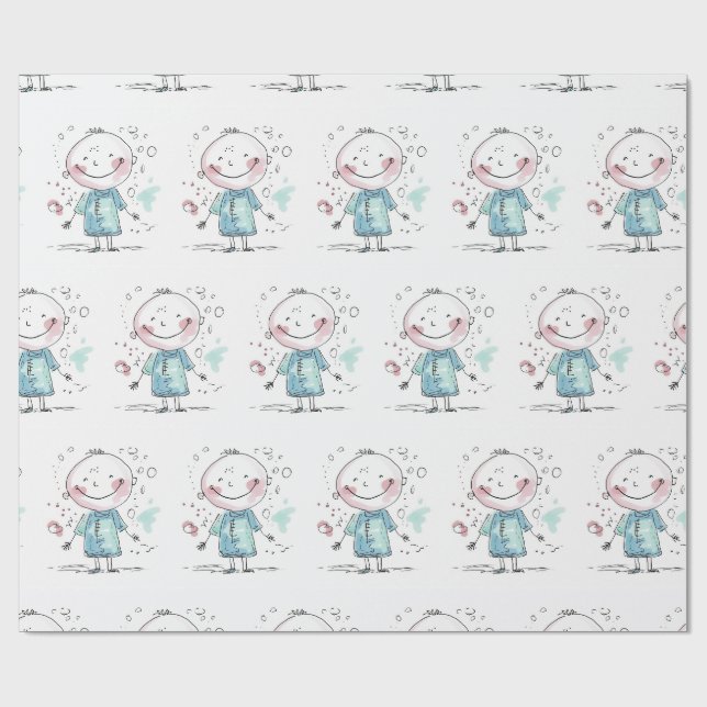 Papier Cadeau custom kids drawing (Plat)