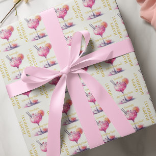 Papier Cadeau Custom Pretty in Pink Cocktail Joyeux Anniversaire