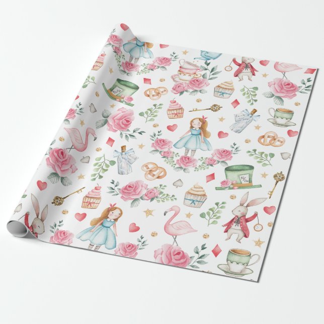 Papier Cadeau Cute Alice au pays des merveilles Fête du Thé de l (Déroulé)