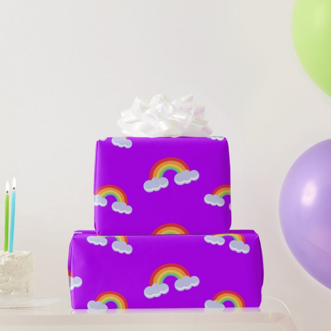 Papier Cadeau Cute arc-en-ciel avec Motif nuages (Cadeaux de fête)