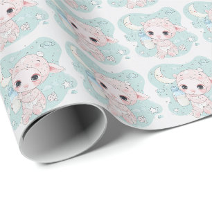 Papier Cadeau Cute Armadillo Baby Pastel Motif d'aquarelle