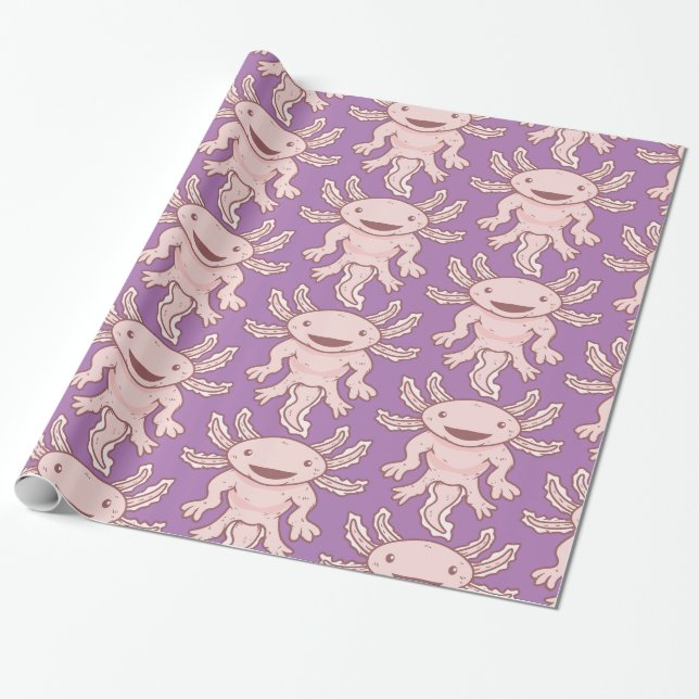 Papier Cadeau Cute Axolotl rose Thunder_Cove (Déroulé)