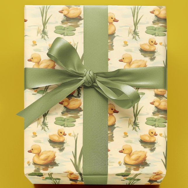 Papier Cadeau Cute Baby Ducks sur un étang (Créateur téléchargé)
