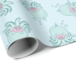Papier Cadeau Cute Baby shower Octopus Kawaii fille rose