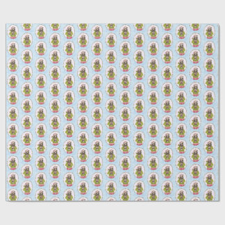 Papier Cadeau Cute Bear Holding Gingerbread House Holiday Wrap