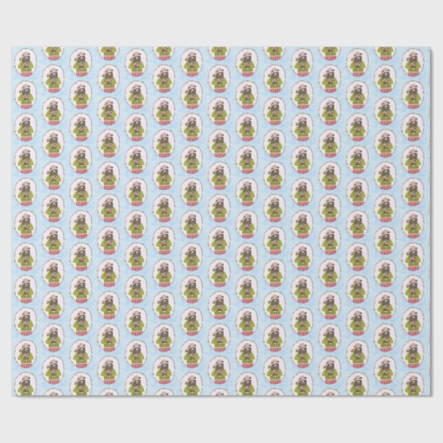 Papier Cadeau Cute Bear Holding Gingerbread House Holiday Wrap (Plat)