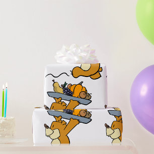 Papier Cadeau Cute Bear transportant une cueillette festive Plat